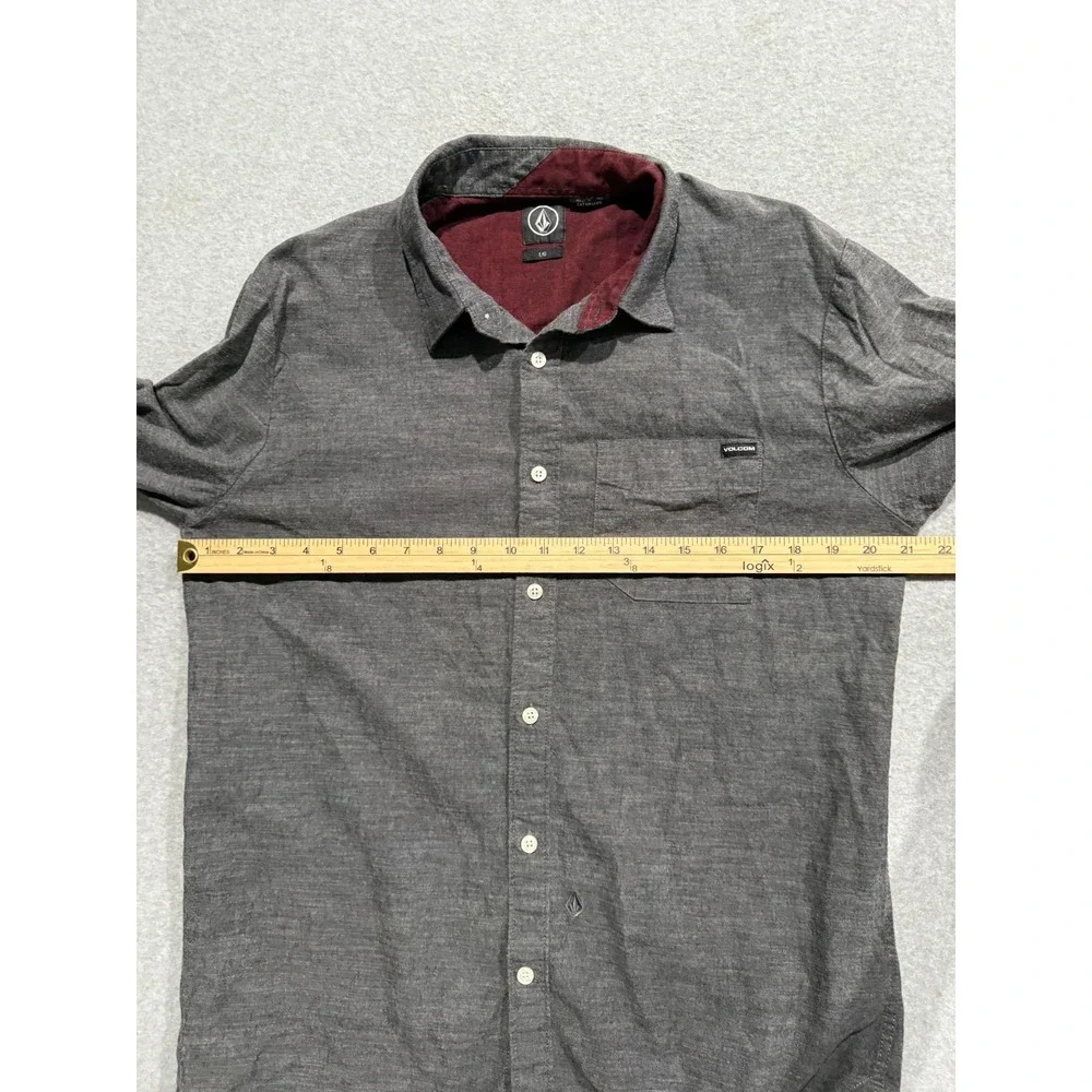 Volcom | Mens Dark Gray Casual Button Down Shirt - L - Picture 9 of 10